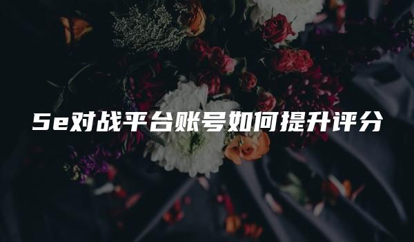 5e对战平台账号如何提升评分