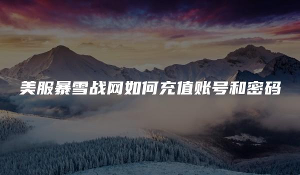 美服暴雪战网如何充值账号和密码