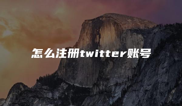 怎么注册twitter账号