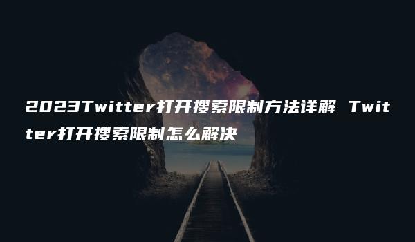 2023Twitter打开搜索限制方法详解 Twitter打开搜索限制怎么解决