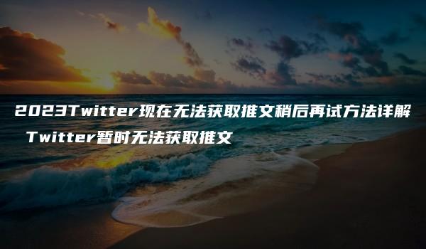 2023Twitter现在无法获取推文稍后再试方法详解 Twitter暂时无法获取推文