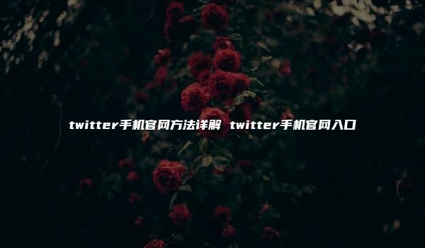 twitter手机官网方法详解 twitter手机官网入口