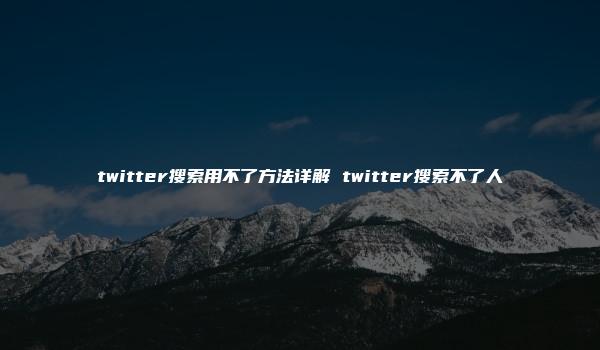 twitter搜索用不了方法详解 twitter搜索不了人