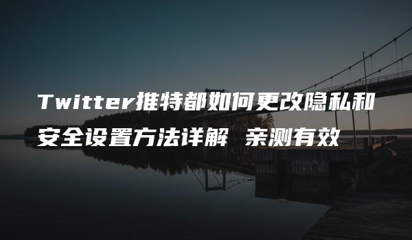 Twitter推特都如何更改隐私和安全设置方法详解 亲测有效