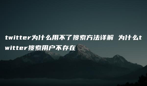 twitter为什么用不了搜索方法详解 为什么twitter搜索用户不存在