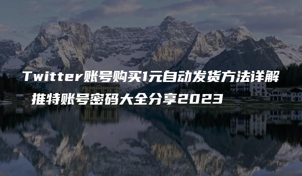 Twitter账号购买1元自动发货方法详解 推特账号密码大全分享2023