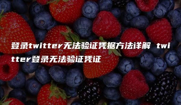 登录twitter无法验证凭据方法详解 twitter登录无法验证凭证