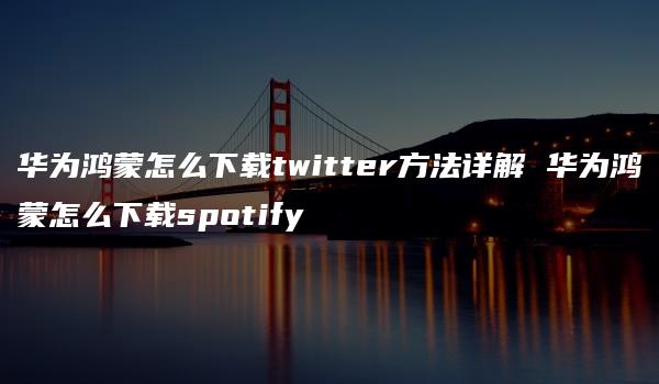 华为鸿蒙怎么下载twitter方法详解 华为鸿蒙怎么下载spotify