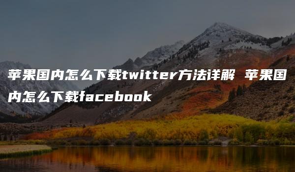 苹果国内怎么下载twitter方法详解 苹果国内怎么下载facebook