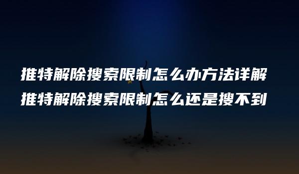 推特解除搜索限制怎么办方法详解 推特解除搜索限制怎么还是搜不到