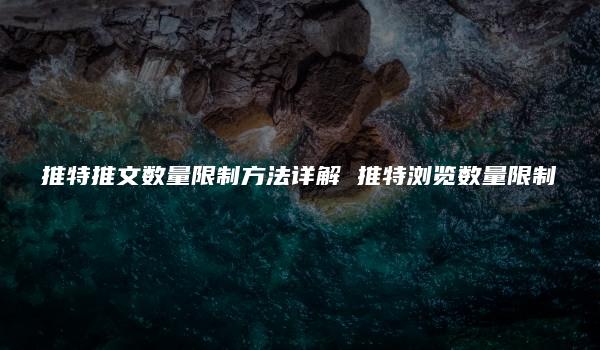 推特推文数量限制方法详解 推特浏览数量限制