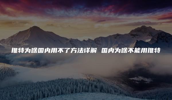 推特为啥国内用不了方法详解 国内为啥不能用推特