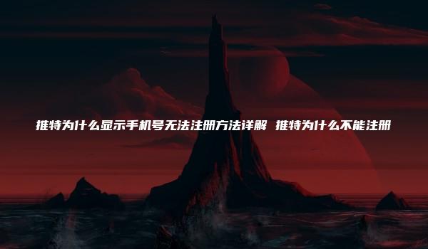 推特为什么显示手机号无法注册方法详解 推特为什么不能注册