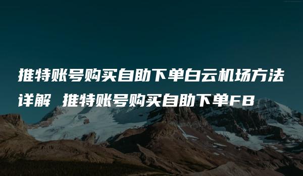 推特账号购买自助下单白云机场方法详解 推特账号购买自助下单FB