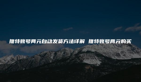 推特账号两元自动发货方法详解 推特账号两元购买