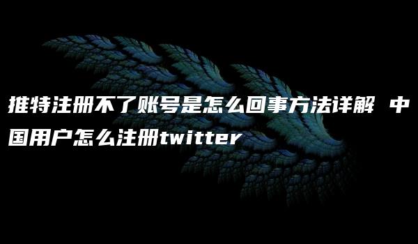 推特注册不了账号是怎么回事方法详解 中国用户怎么注册twitter