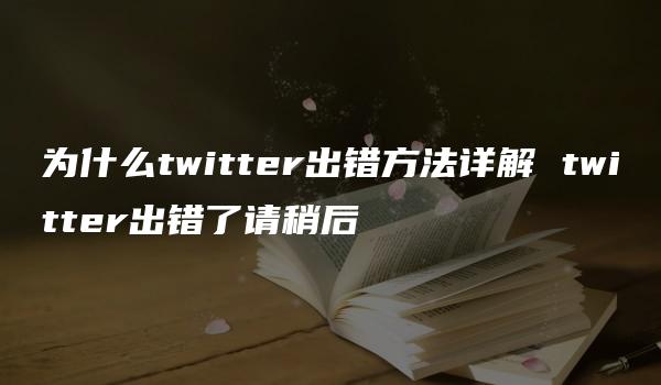 为什么twitter出错方法详解 twitter出错了请稍后