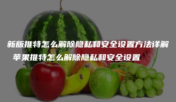 新版推特怎么解除隐私和安全设置方法详解 苹果推特怎么解除隐私和安全设置