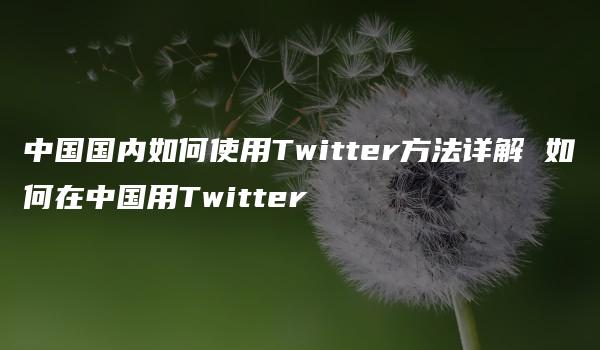 中国国内如何使用Twitter方法详解 如何在中国用Twitter