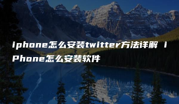 iphone怎么安装twitter方法详解 iPhone怎么安装软件