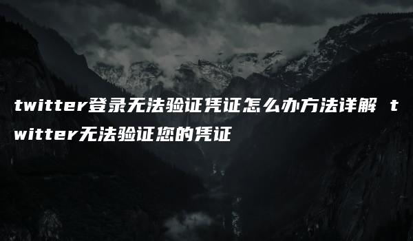 twitter登录无法验证凭证怎么办方法详解 twitter无法验证您的凭证