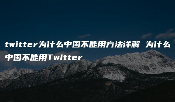 twitter为什么中国不能用方法详解 为什么中国不能用Twitter