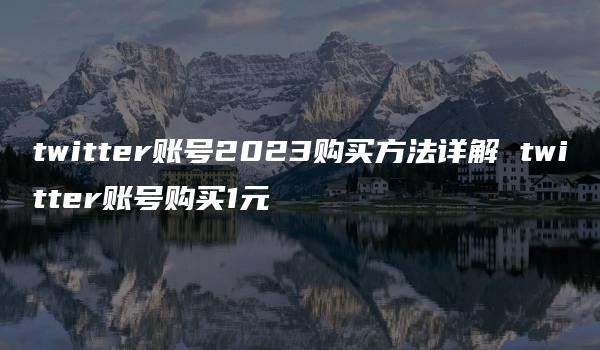 twitter账号2023购买方法详解 twitter账号购买1元