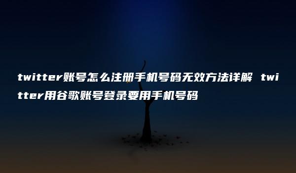 twitter账号怎么注册手机号码无效方法详解 twitter用谷歌账号登录要用手机号码