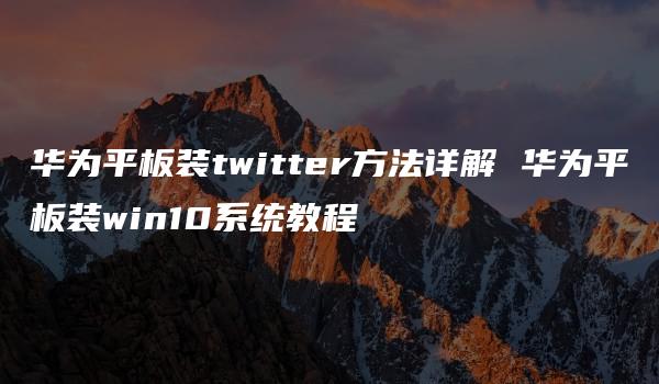 华为平板装twitter方法详解 华为平板装win10系统教程