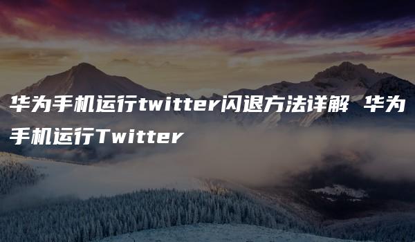 华为手机运行twitter闪退方法详解 华为手机运行Twitter