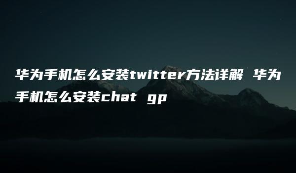 华为手机怎么安装twitter方法详解 华为手机怎么安装chat gp