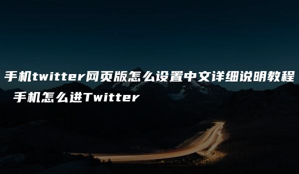 手机twitter网页版怎么设置中文详细说明教程 手机怎么进Twitter