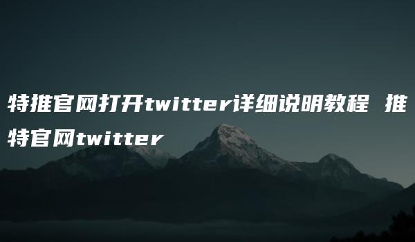 特推官网打开twitter详细说明教程 推特官网twitter