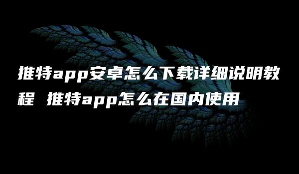 推特app安卓怎么下载详细说明教程 推特app怎么在国内使用