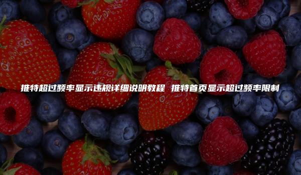 推特超过频率显示违规详细说明教程 推特首页显示超过频率限制