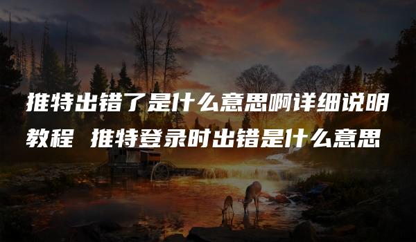 推特出错了是什么意思啊详细说明教程 推特登录时出错是什么意思