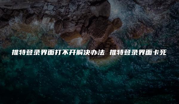 推特登录界面打不开解决办法 推特登录界面卡死