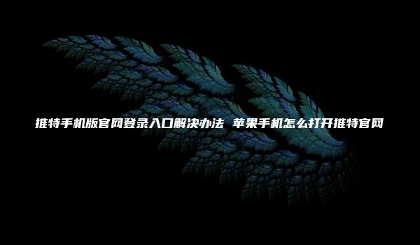 推特手机版官网登录入口解决办法 苹果手机怎么打开推特官网