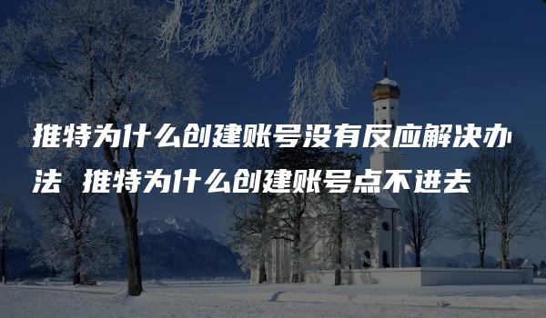 推特为什么创建账号没有反应解决办法 推特为什么创建账号点不进去