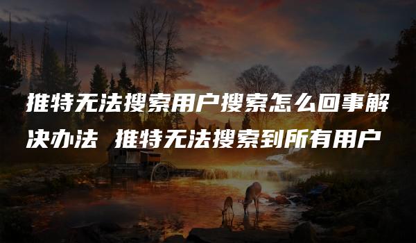 推特无法搜索用户搜索怎么回事解决办法 推特无法搜索到所有用户