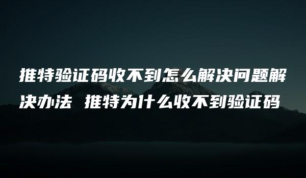 推特验证码收不到怎么解决问题解决办法 推特为什么收不到验证码