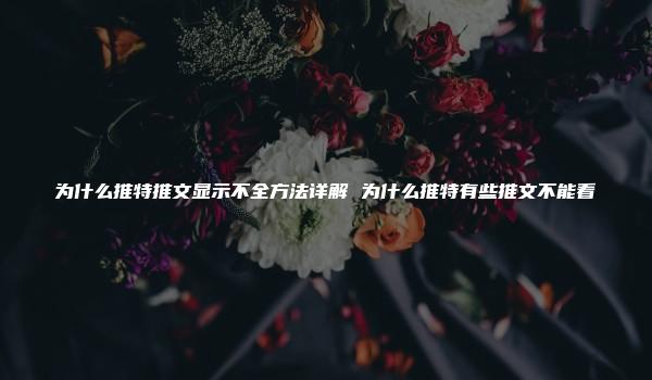 为什么推特推文显示不全方法详解 为什么推特有些推文不能看