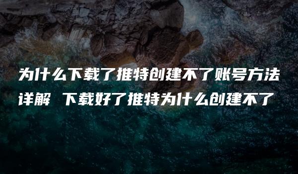 为什么下载了推特创建不了账号方法详解 下载好了推特为什么创建不了