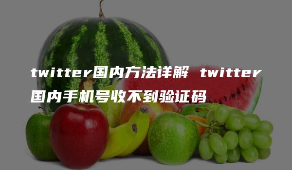 twitter国内方法详解 twitter国内手机号收不到验证码