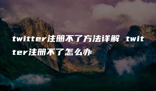 twitter注册不了方法详解 twitter注册不了怎么办