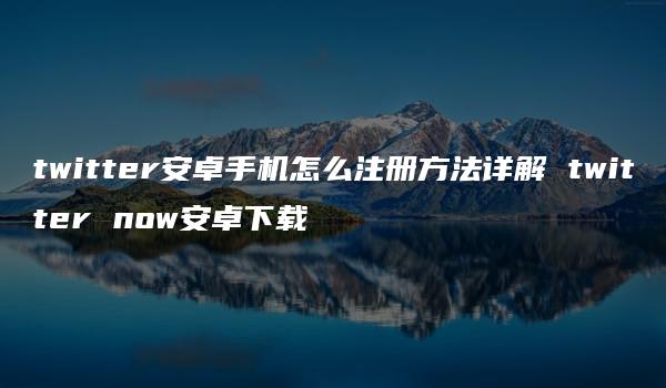 twitter安卓手机怎么注册方法详解 twitter now安卓下载