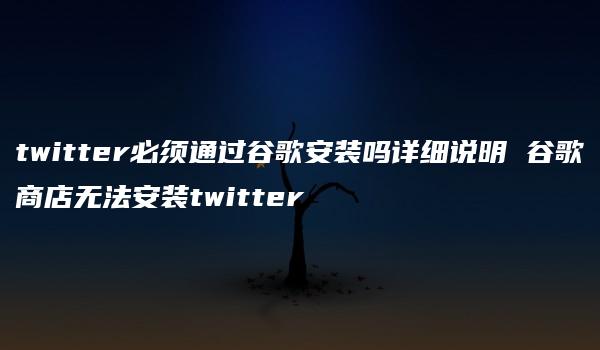 twitter必须通过谷歌安装吗详细说明 谷歌商店无法安装twitter