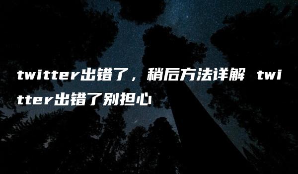 twitter出错了，稍后方法详解 twitter出错了别担心