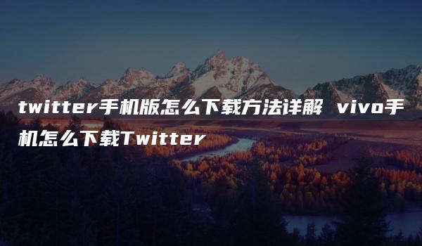 twitter手机版怎么下载方法详解 vivo手机怎么下载Twitter