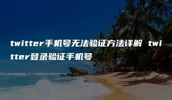 twitter手机号无法验证方法详解 twitter登录验证手机号